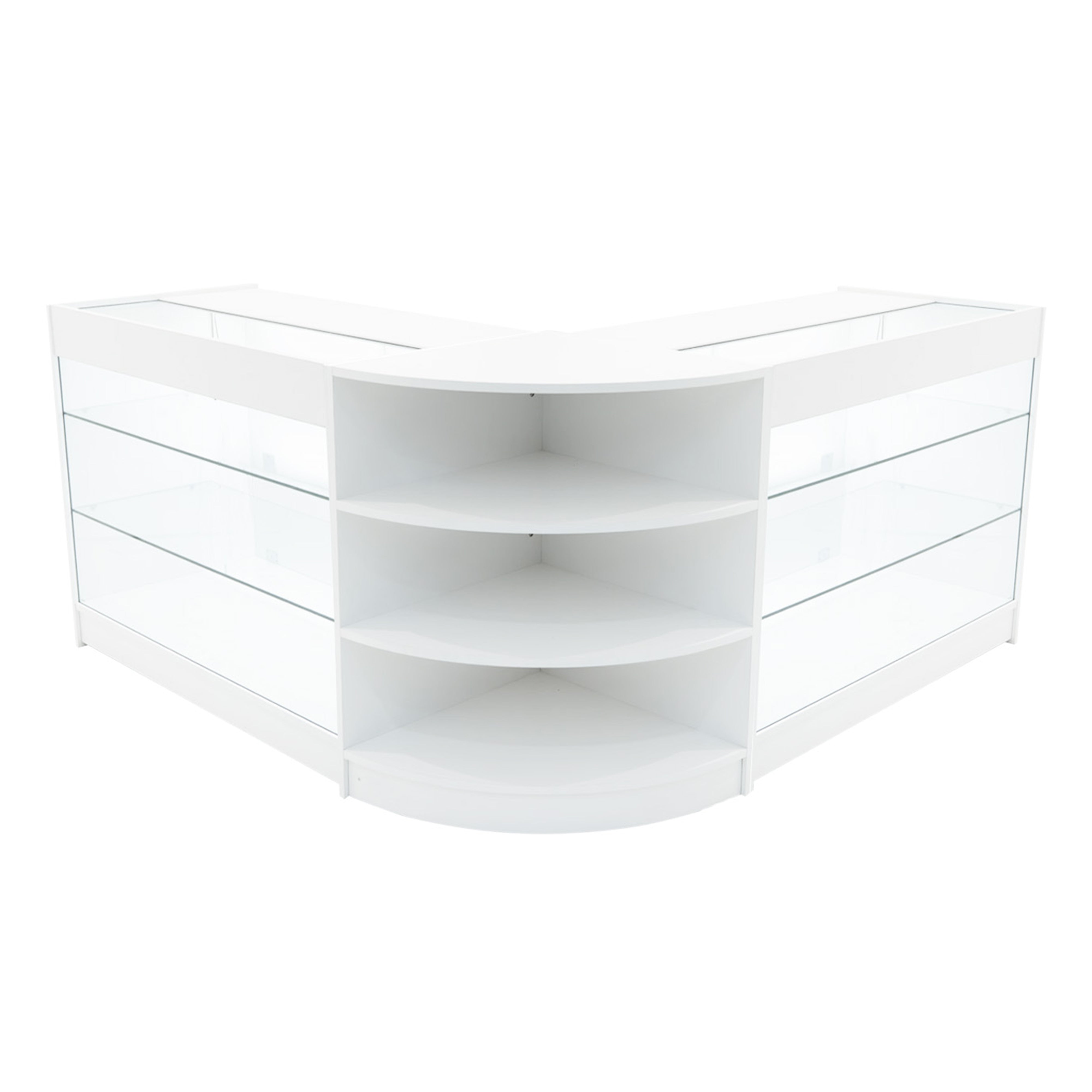 Set Bancone Bianco Apollo LED K1200 LM60 con Vetrina Espositiva 3 Ripiani