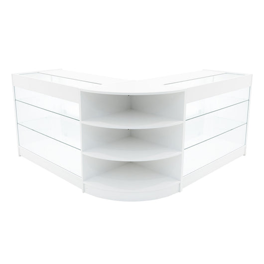 Set Bancone Bianco Apollo LED K1200 LM60 con Vetrina Espositiva 3 Ripiani