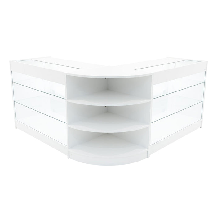 Set Bancone Bianco Apollo LED K1200 LM60 con Vetrina Espositiva 3 Ripiani