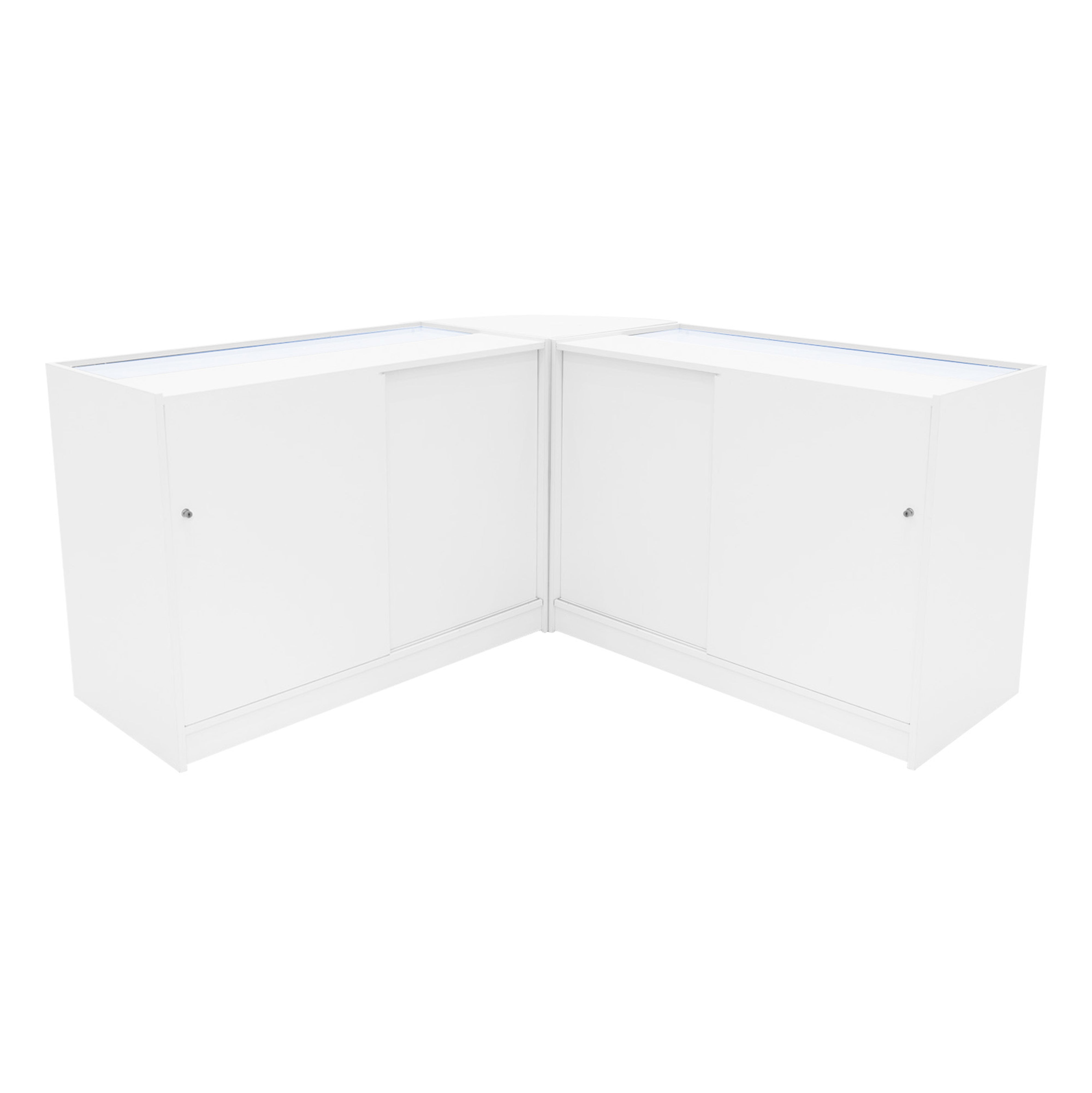 Set Bancone Bianco Apollo LED K1200 LM60 con Vetrina Espositiva 3 Ripiani