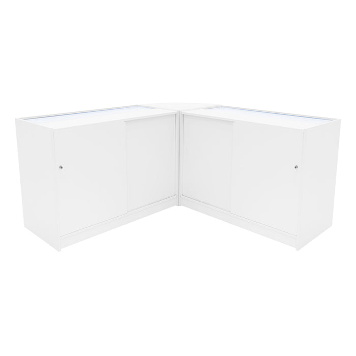 Set Bancone Bianco Apollo LED K1200 LM60 con Vetrina Espositiva 3 Ripiani