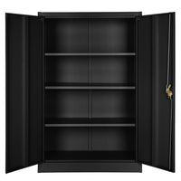 Armadio da ufficio con serratura con 3 ripiani, mobile nero a 4 livelli 08_0000382