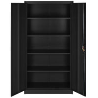 Armadio da ufficio con serratura con 4 ripiani, mobile nero a 5 livelli 08_0000384