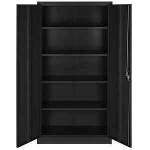 Armadio da ufficio con serratura con 4 ripiani, mobile nero a 5 livelli 08_0000384