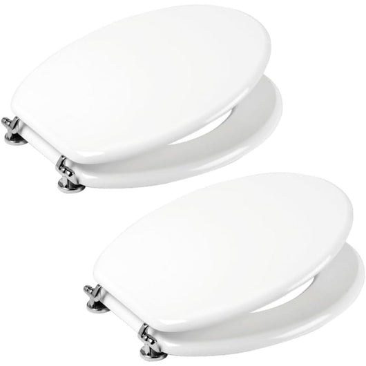 Kit 2 copri water universale sedile wc in legno mdf tavoletta wc