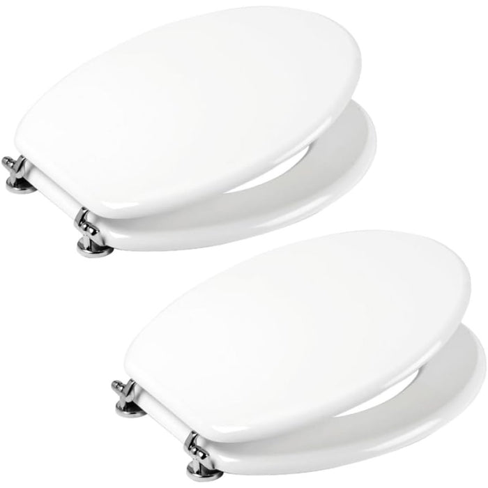 Kit 2 copri water universale sedile wc in legno mdf tavoletta wc