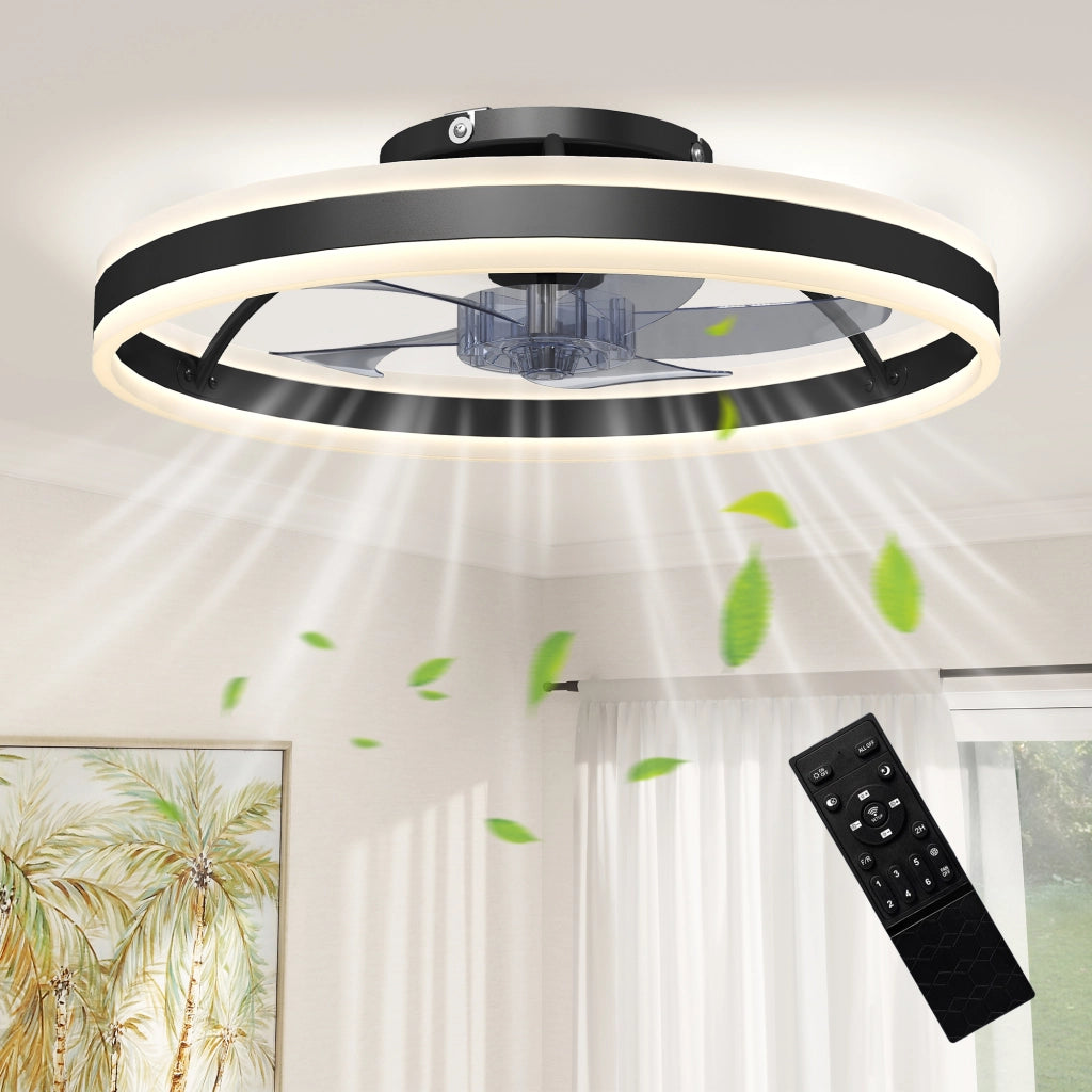 Ventilatore a Soffitto con Luce e Telecomando ¨C Zephmum ¨C Nero 50 cm