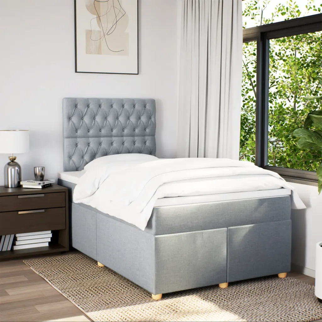 Giroletto a Molle con Materasso Grigio Chiaro 120x190cm Tessuto