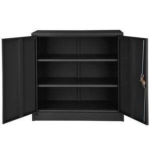 Armadio da ufficio con serratura con 2 ripiani. Armadio nero a 3 livelli 08_0000380