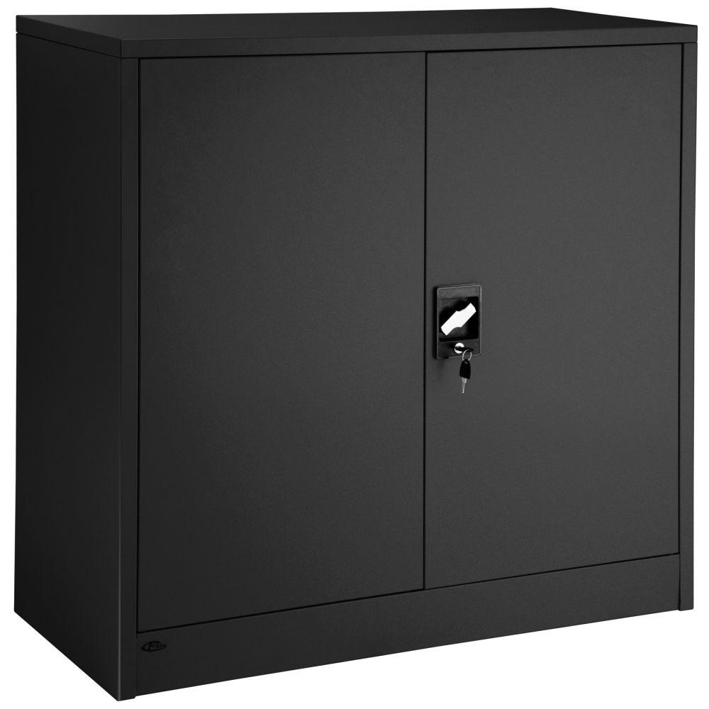 Armadio da ufficio con serratura con 2 ripiani. Armadio nero a 3 livelli 08_0000380