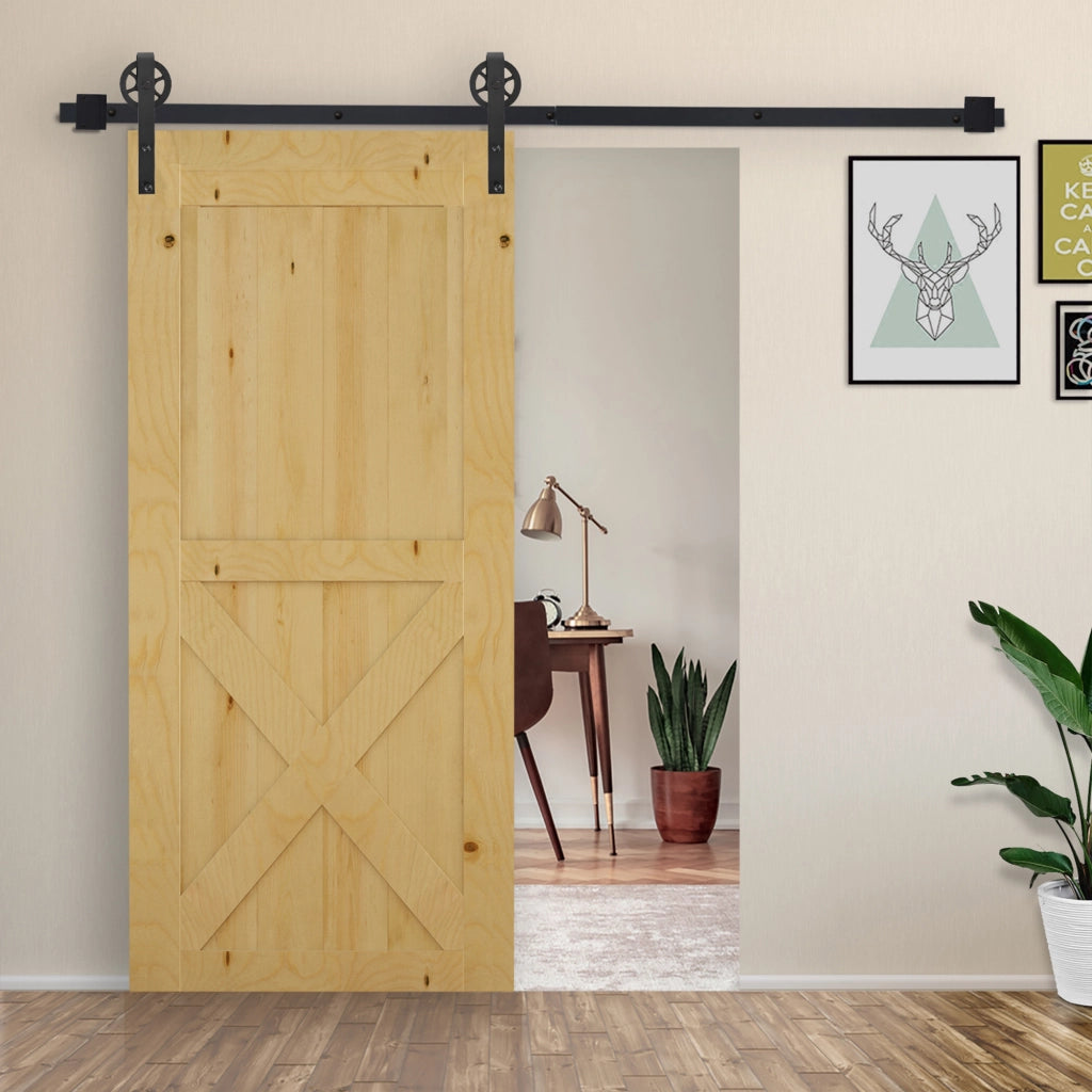 Kit binario scorrevole per porta ¨C Xylo ¨C acciaio al carbonio nero 200x4x0.6 cm, portata 90 kg
