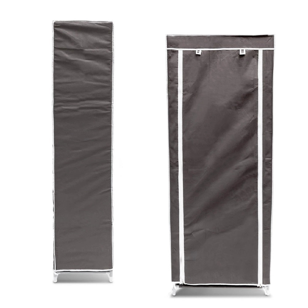 Scarpiera Salvaspazio 10Ripiani 36Paia Struttura Metallo Tessuto TNT 60x30 H150cm Grigio