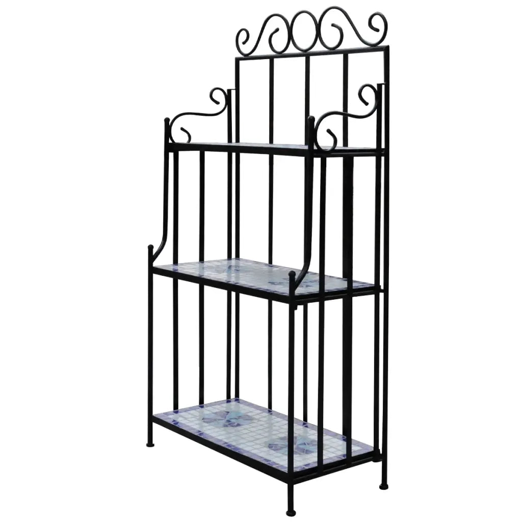Stand per Piante a Mosaico Blu e Bianco  cod mxl 72850