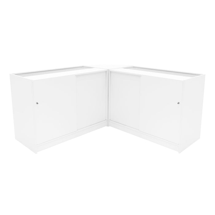 Set Banconi Bianco Calliope LED K1200 C1200 LM60 Vetrina con Ante Scorrevoli