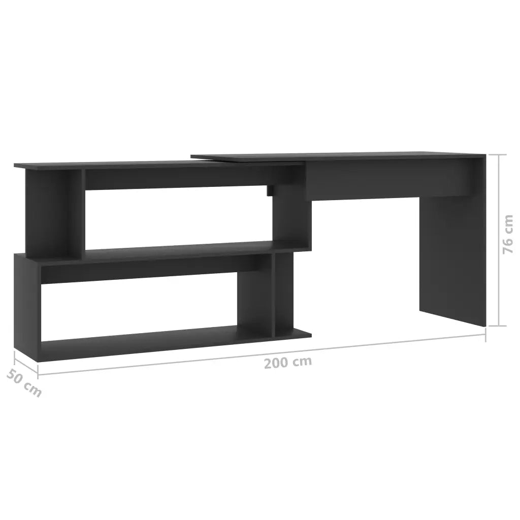 Scrivania ad Angolo Grigia 200x50x76 cm in Legno Multistrato 801100