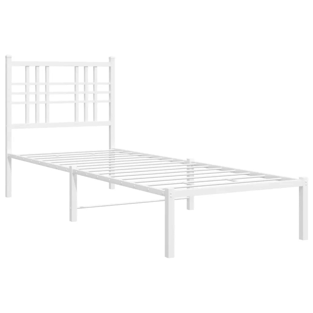 Giroletto con Testiera-Struttura Letto con testiera Metallo Bianco 80x200 cm 672773