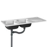 Lavello da cucina a doppio lavello lavello da cucina da incasso lavello da incasso per interni domestici argento 120 x 50 cm acciaio inox 02_0002433
