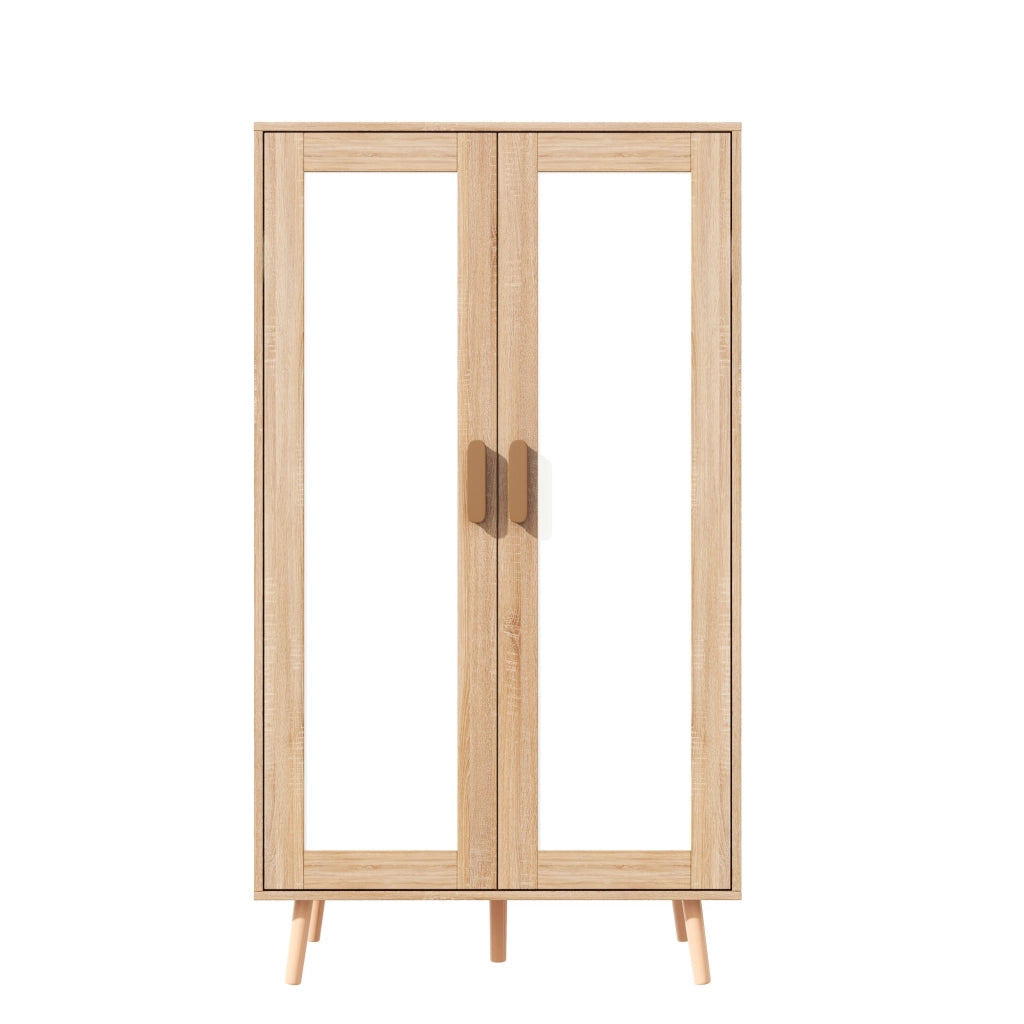 Armadio per bambini, a due ante con asta appendiabiti, 80 x 46 x 141,5 cm, bianco e color legno