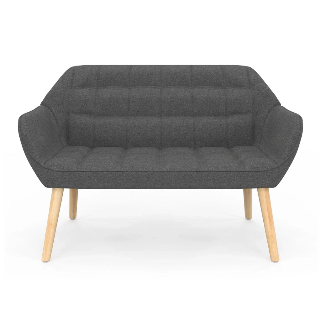 IDMarket - CASTILLE Divano scandinavo dritto a 2 posti in tessuto trapuntato grigio antracite