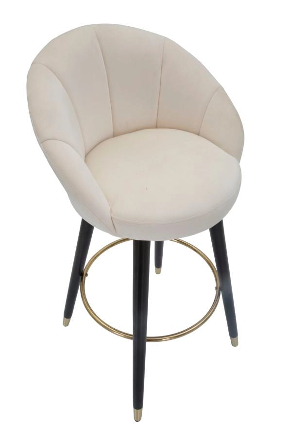 Sgabello Bar Prague Crema 55x56x104 cm Legno e Spugna Crema Oro e Nero
