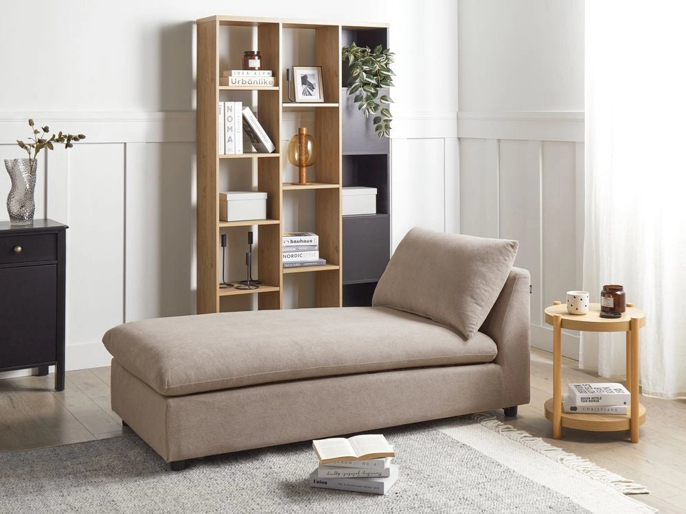 Chaise Lounge in poliestere tortora imbottito senza braccioli Mobili per il soggiorno moderni e alla moda