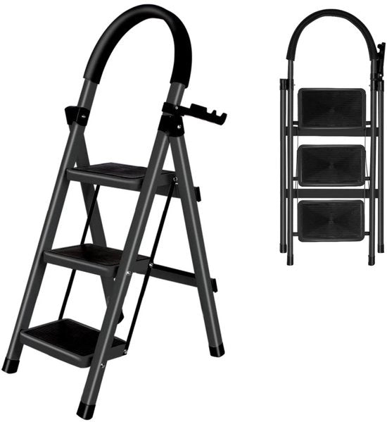 Scelta quotidiana 3/4/5 scala a piattaforme, scala portatile pieghevole leggera e robusta in acciaio con suola antiscivolo, gradino per scale di accesso