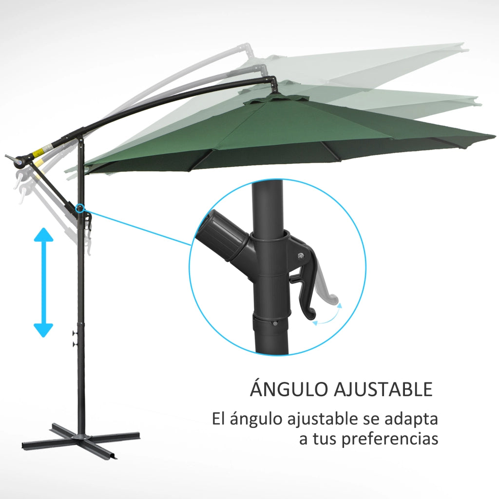 Ombrellone da Giardino Parasole Inclinabile con Base a Croce ¨C zephmum ¨C Verde ?300x250 cm