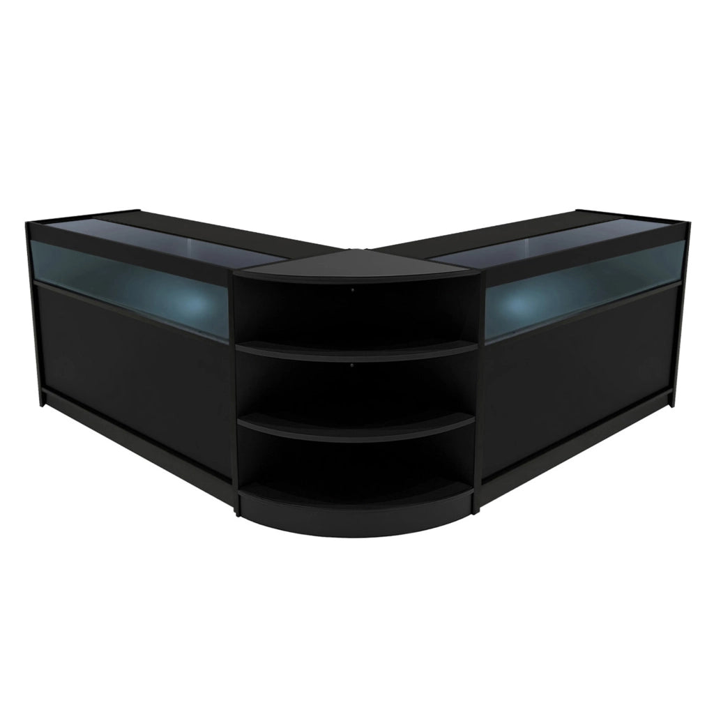 Set Bancone Nero Theseus LED B1500 LM60 con Serratura e Vetrina Espositiva