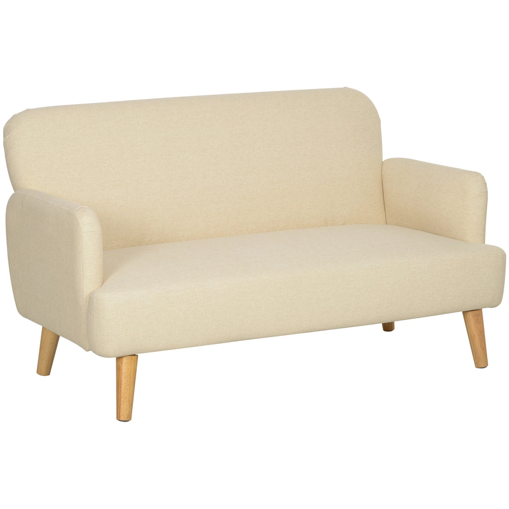 Divano 2 Posti Moderno Effetto Velluto con Imbottitura Spessa, 140x74x79cm, Bianco Crema