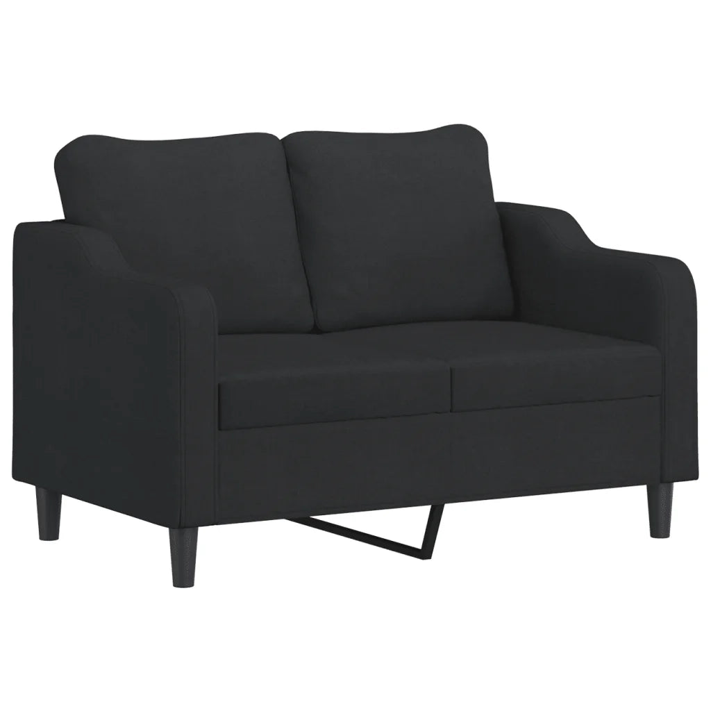 Set di Divani 4 pz con Cuscini Nero in Tessuto