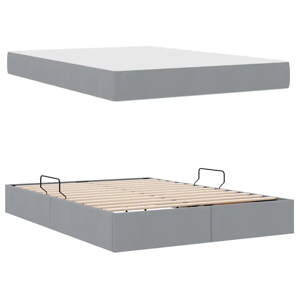 Letto con contenitore e materasso Grigio chiaro 140 x 190 cm