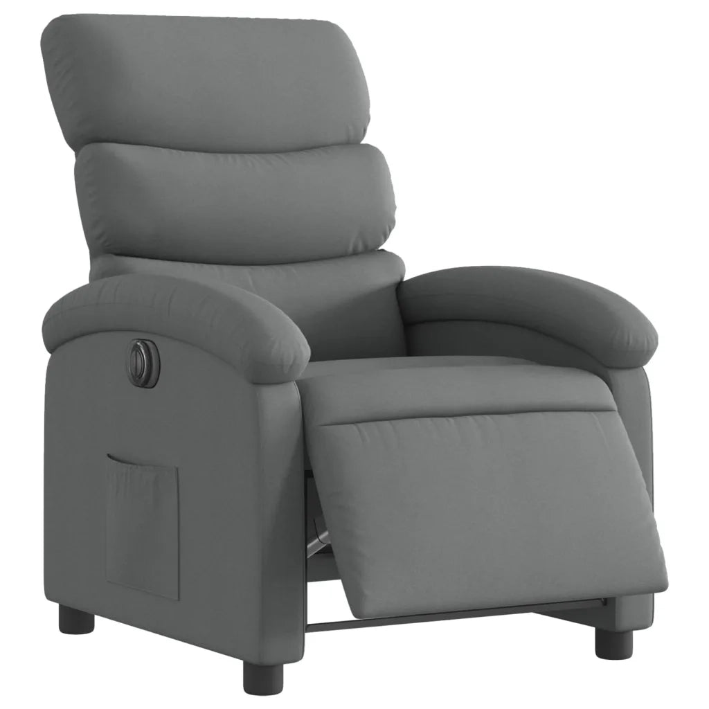 Poltrona | Sedia Relax Elettrica Reclinabile Grigio Scuro in Tessuto