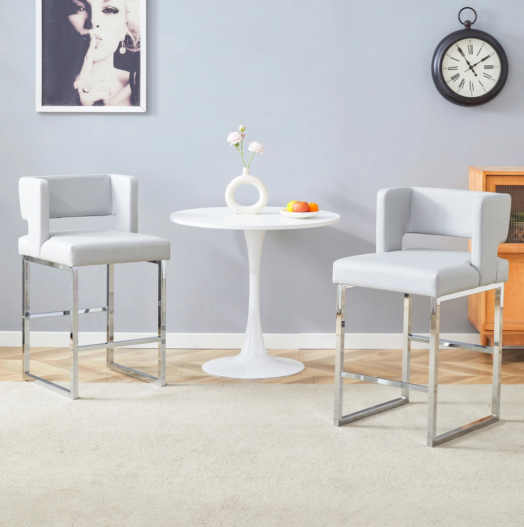 Sgabello da bar 91;4 cm con seduta imbottita in PU e gambe in metallo; grigio chiaro