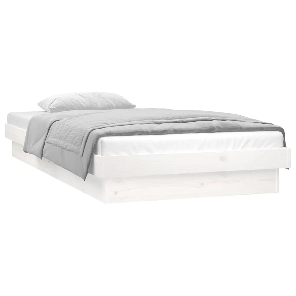 Giroletto LED-Struttura Letto con LED Bianco 75x190 cm Small Single Legno Massello 267769