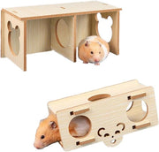 Due case di legno per hamster - Nascosto e gioco per piccoli roditori