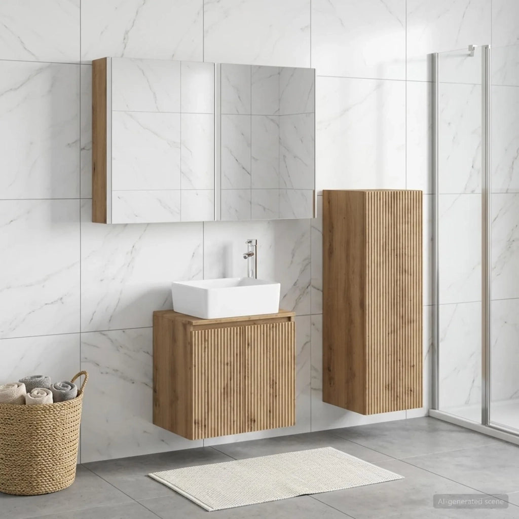 Set di mobili per il bagno 4 pz Rovere Artigianale 3407454