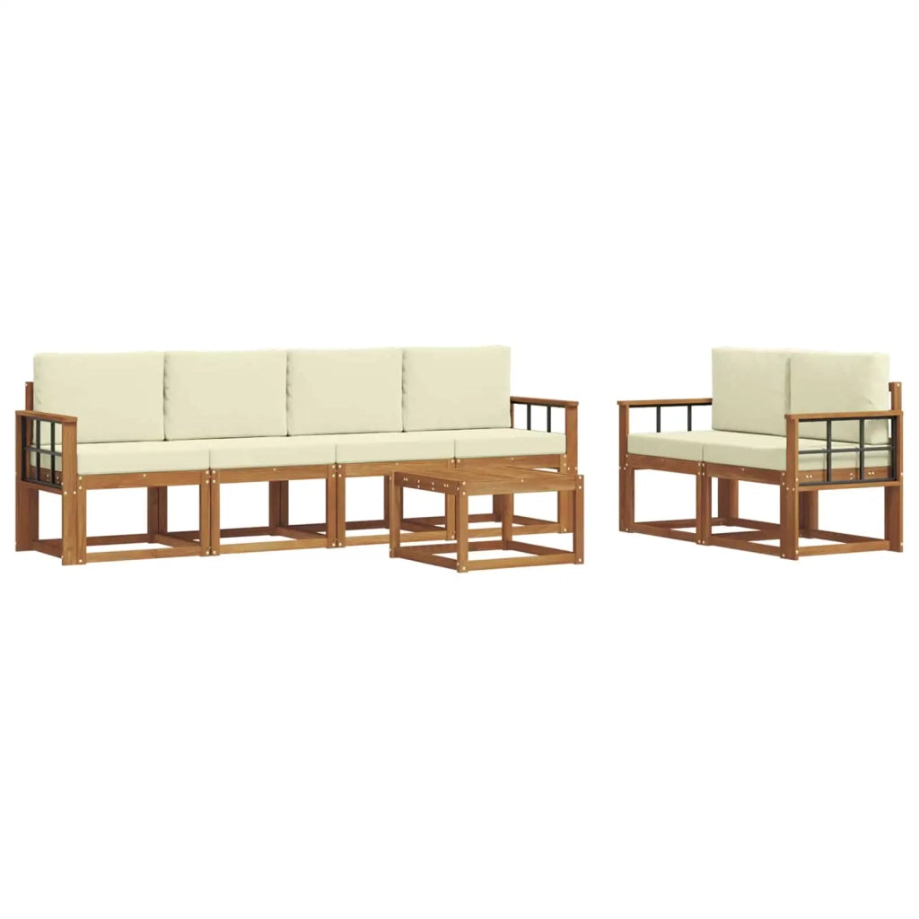 Set di divani da esterno con cuscino 7 pcs Naturale e Crema 3366053