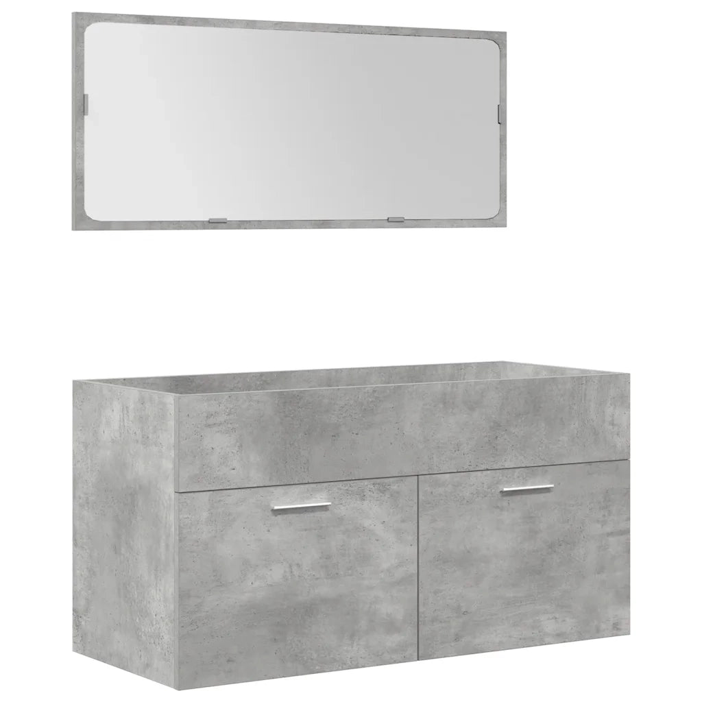 Set Mobili da Bagno 5 pz Grigio Cemento in Legno Multistrato 3324906