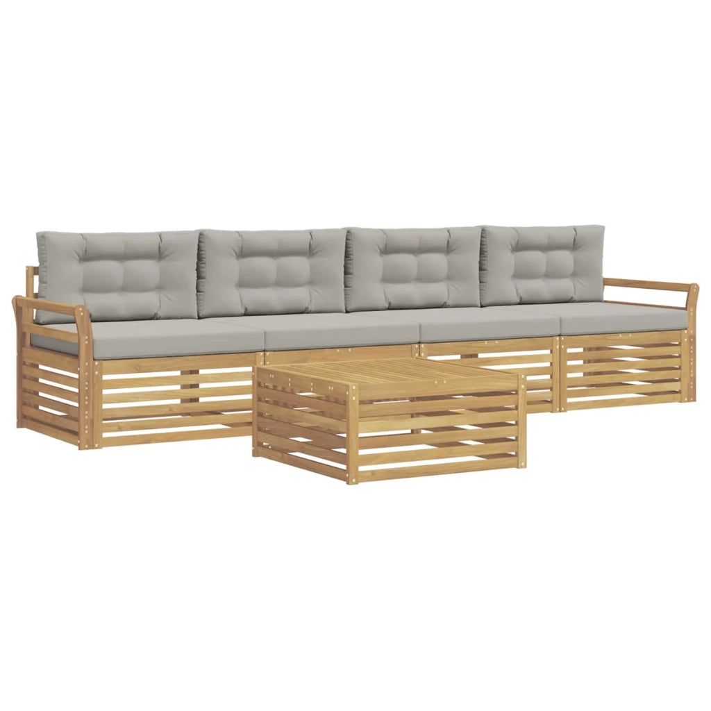 Set di divani da esterno 5 pz Bianco e Grigio Chiaro 3390006