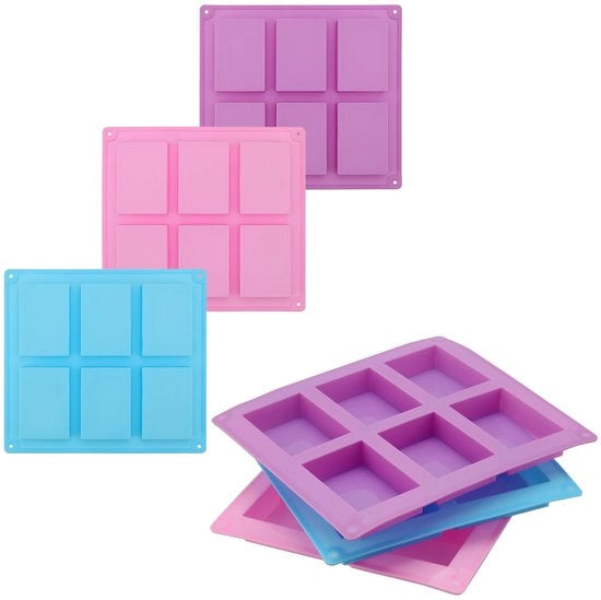 Silicone per la creazione di sapone - Forma rettangolare - Idonea per la produzione di sapone artigianale - Dimensioni: 23,5 x 21,2 x 2,5 cm - Disponibile in diverse colorazioni creative