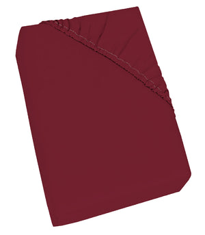 Lenzuolo Sotto Singolo con Angoli ed Elastico Tinta Unita Bordeaux