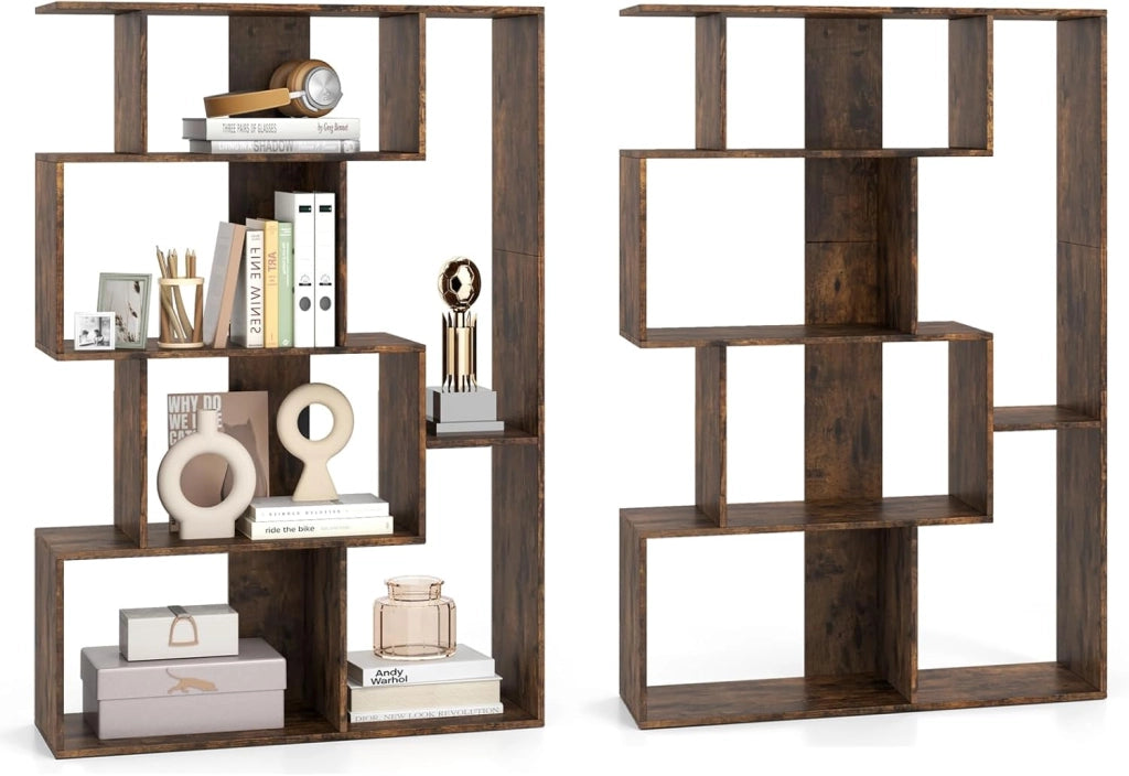 Libreria, scaffale aperto per ufficio con 6 ripiani, divisorio, scaffale per presentazione, scaffale per soggiorno, studio e ufficio, 80 x 30 x 119 cm (marrone)