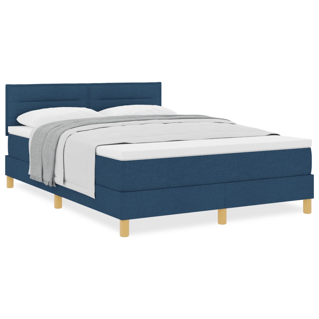 Letto Box Spring con Materasso Blu 140x200 cm Tessuto
