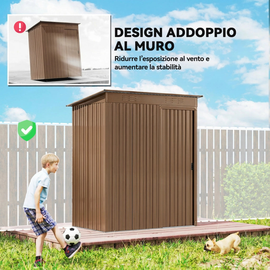 Casetta da Giardino in Metallo ¨C zephmum ¨C 159x106x181 cm Marrone