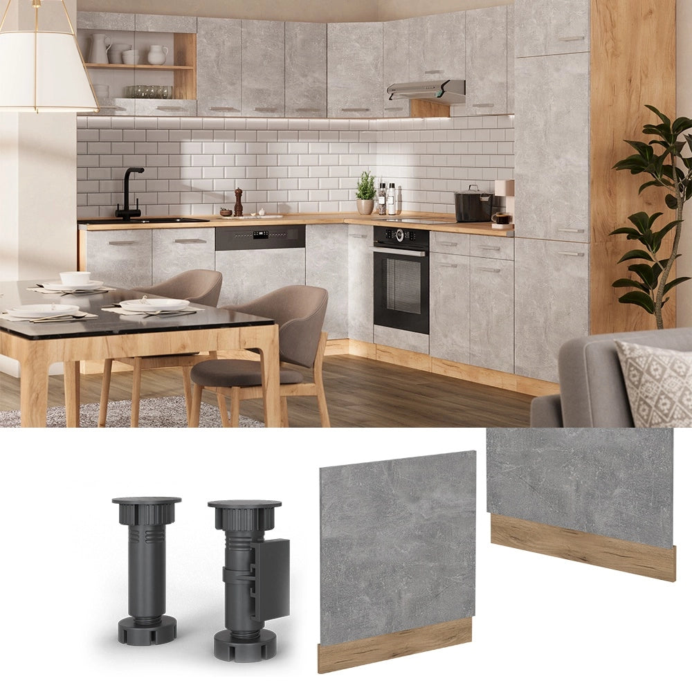 Pannello frontale R-Line Calcestruzzo/Rovere dorato 60 cm senza piano di lavoro Vicco