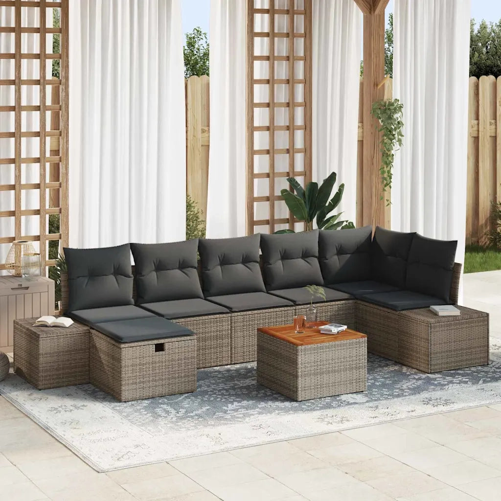 Set Divano da Giardino con cuscino 8 pcs Grigio polyrattan 3359601