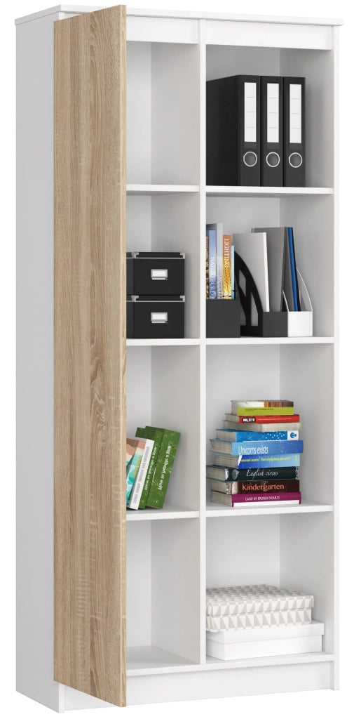 Armadio da ufficio AKORD R80 Bianca 80 cm 1 anta inserto frontale Sonoma Quercia 80x35x180 cm