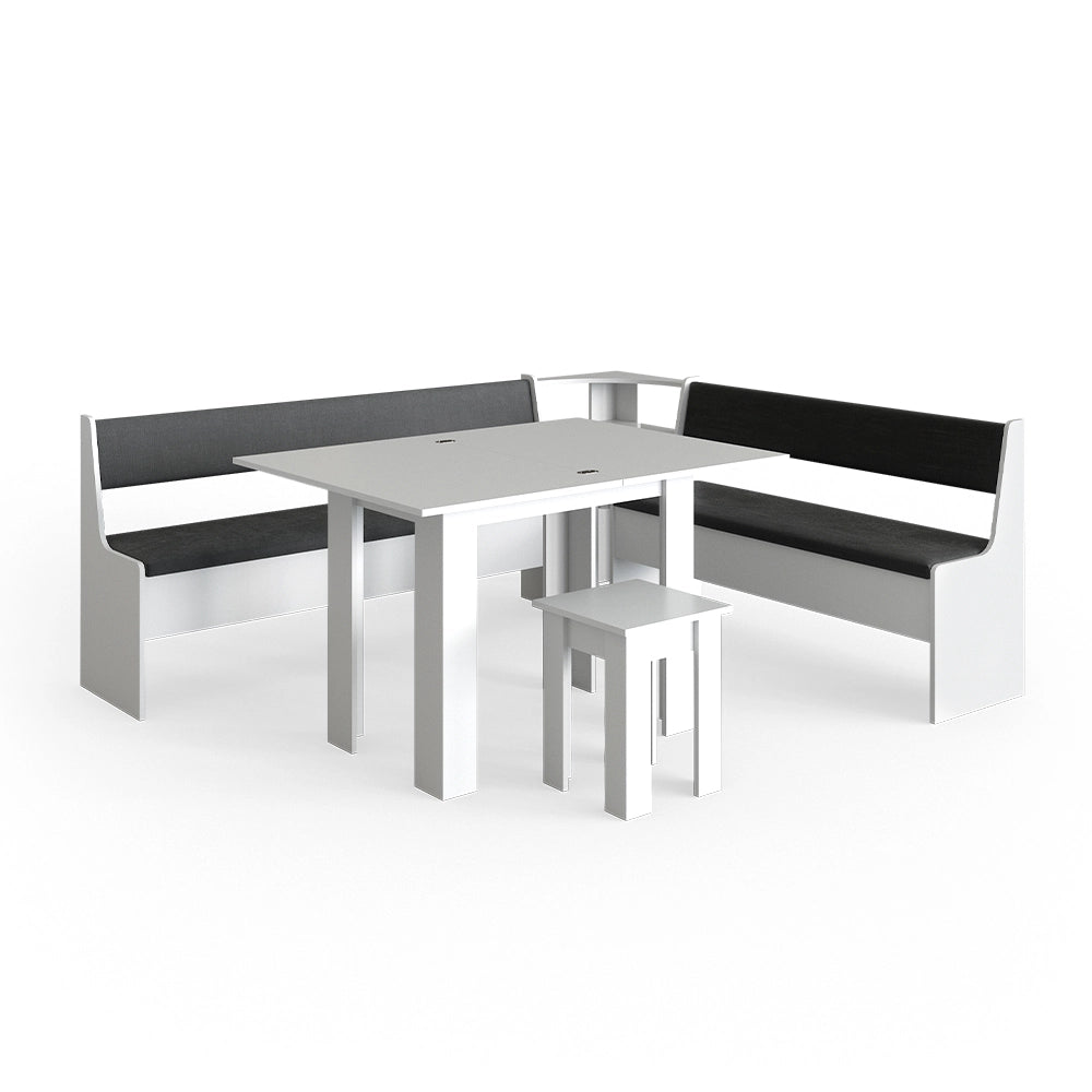 Vicco Gruppo panca ad angolo Bianco 210 x 41.5 cm con tavolo