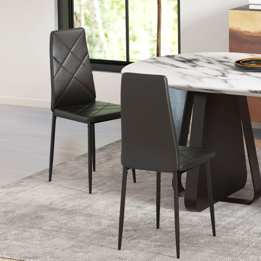 Set di 2 Sedie da Pranzo Moderne con Schienale Alto in Similpelle e Acciaio ¨C Zephmum ¨C Nero 41x50x97 cm