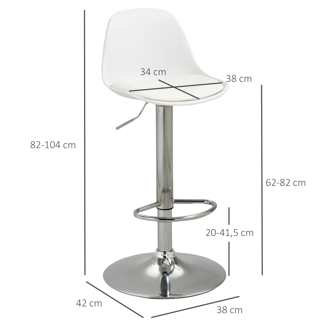 Set di 2 Sgabelli da Bar ¨C zephmum ¨C Altezza Regolabile 82-104 cm, Bianco